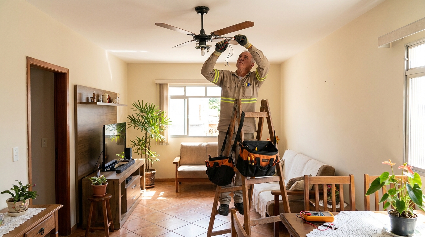 Montagem de ventilador de teto em Uberlândia‑MG